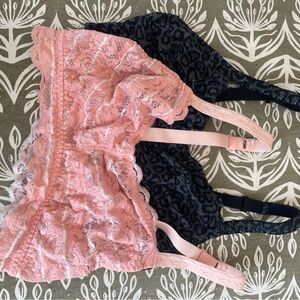 Cosabella Pink & Black Lace Bralette Duo